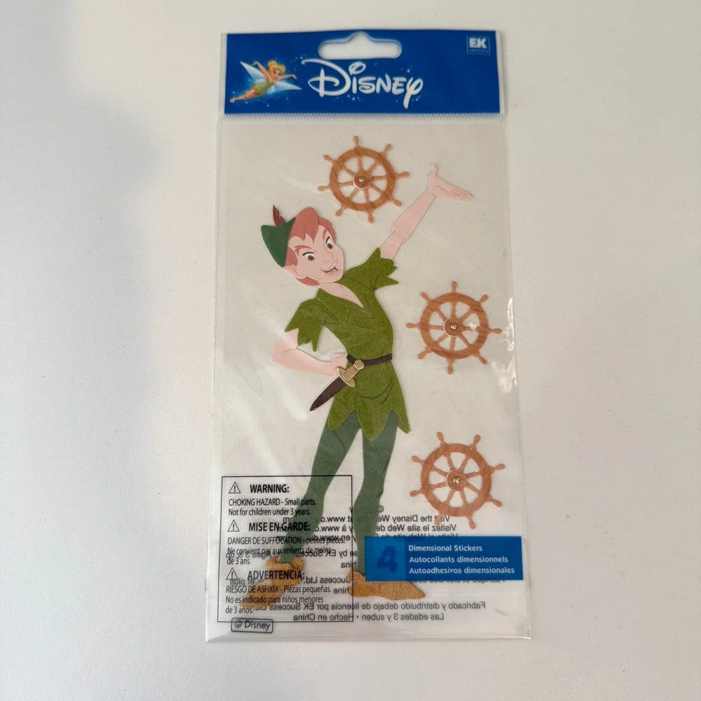 Disney Peter Pan Dimensional Stickers EK Success 4pc Neverland Ship Wheel NEW